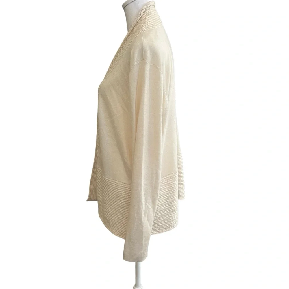 Eileen Fisher Long Cardigan Open-Front Long Sleeves Merino Wool Ivory Size XL - Picture 6 of 9